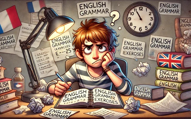 Un groupe de jeunes élèves en classe apprenant l'anglais avec un professeur, entourés de livres