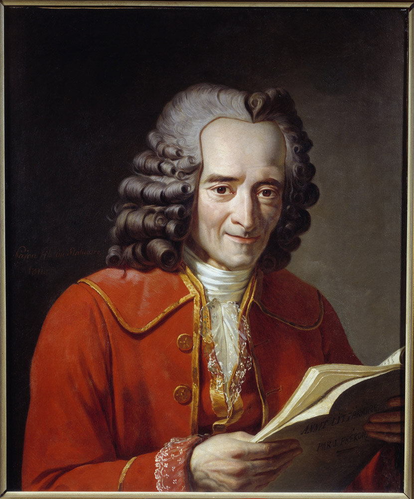 "Voltaire lisant L’année littéraire de Fréron", huile sur toile de Jacques Augustin Catherine Pajou, 1811.

