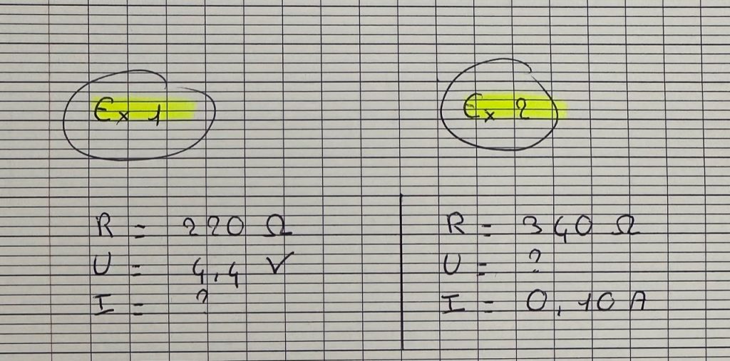 Exercices sur la loi d'ohm